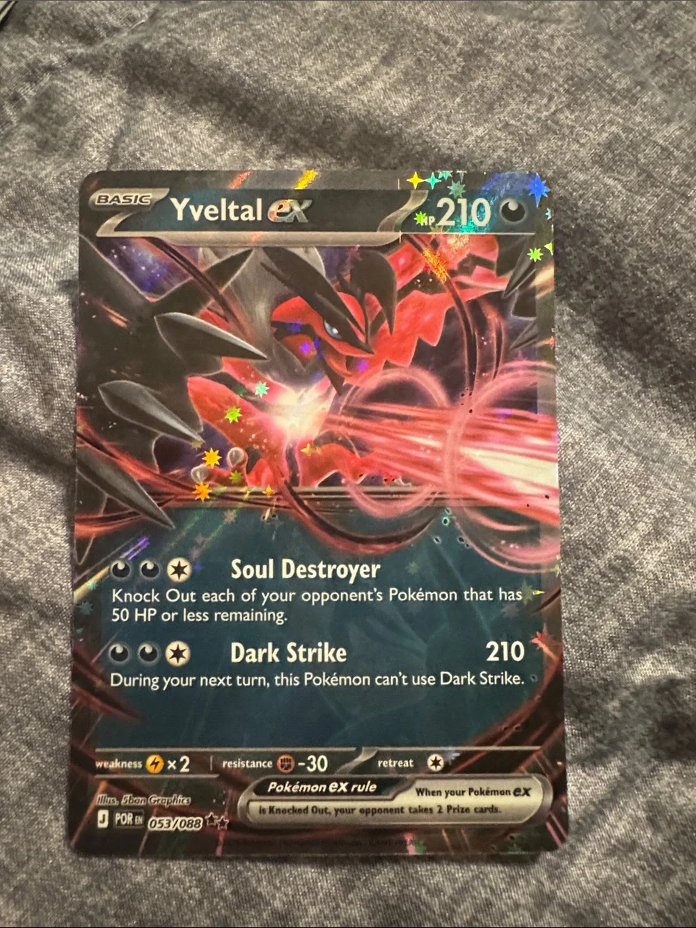 Yveltal EX Full Art Holographic Pokémon Card